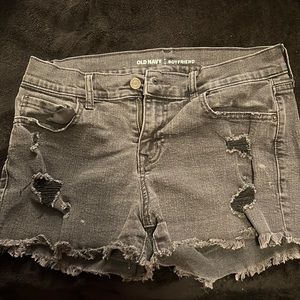 Black jean boyfriend shorts distressed